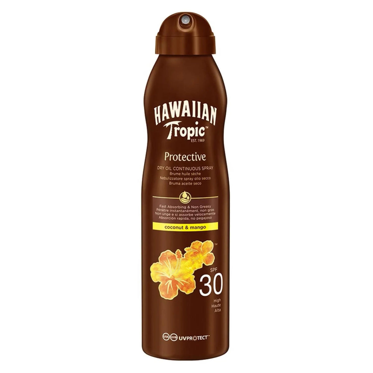 Hawaiian Tropic Coconut y Mango Aceite Spf30 180ml Spray - InfinityMarket - 