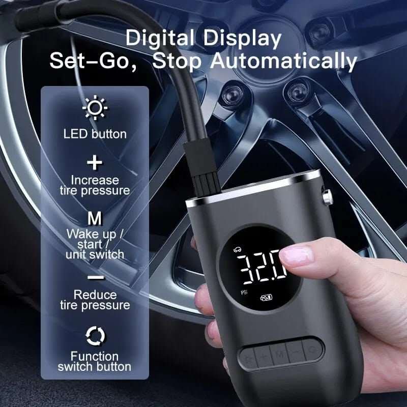 InfinityMarket Pompa d'aria Wireless Maneggevole con Display Digitale - InfinityMarket - Air pump - balls - electric bicycle tires