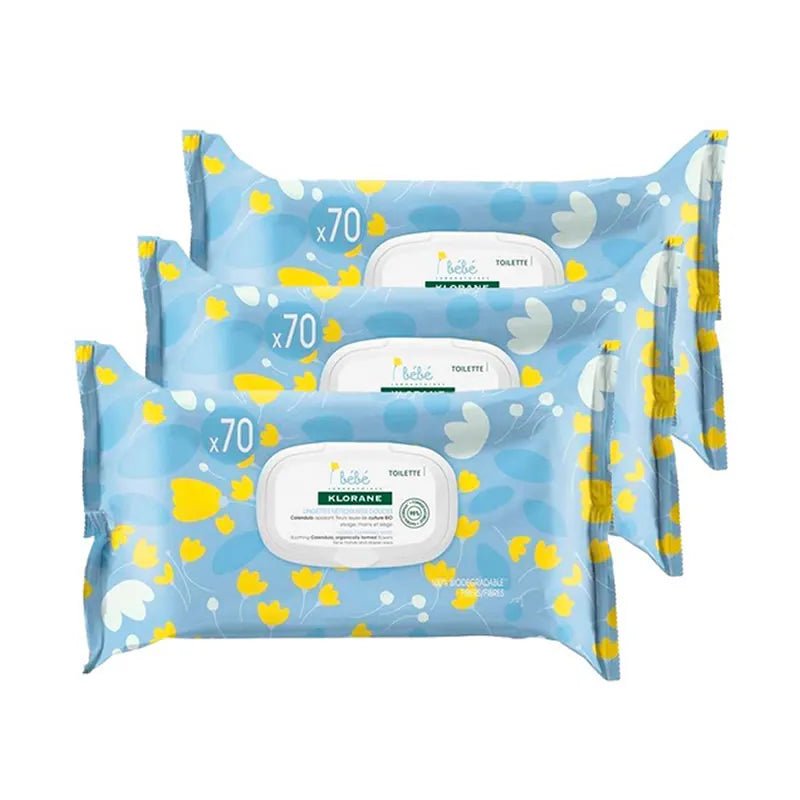 Klorane Baby Gentle Cleansing Wipes Calendula 3x70 Units - InfinityMarket - 
