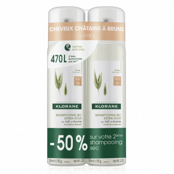 Klorane Oatmeal Dry Shampoo For Brown Hair 2x150ml - InfinityMarket - 
