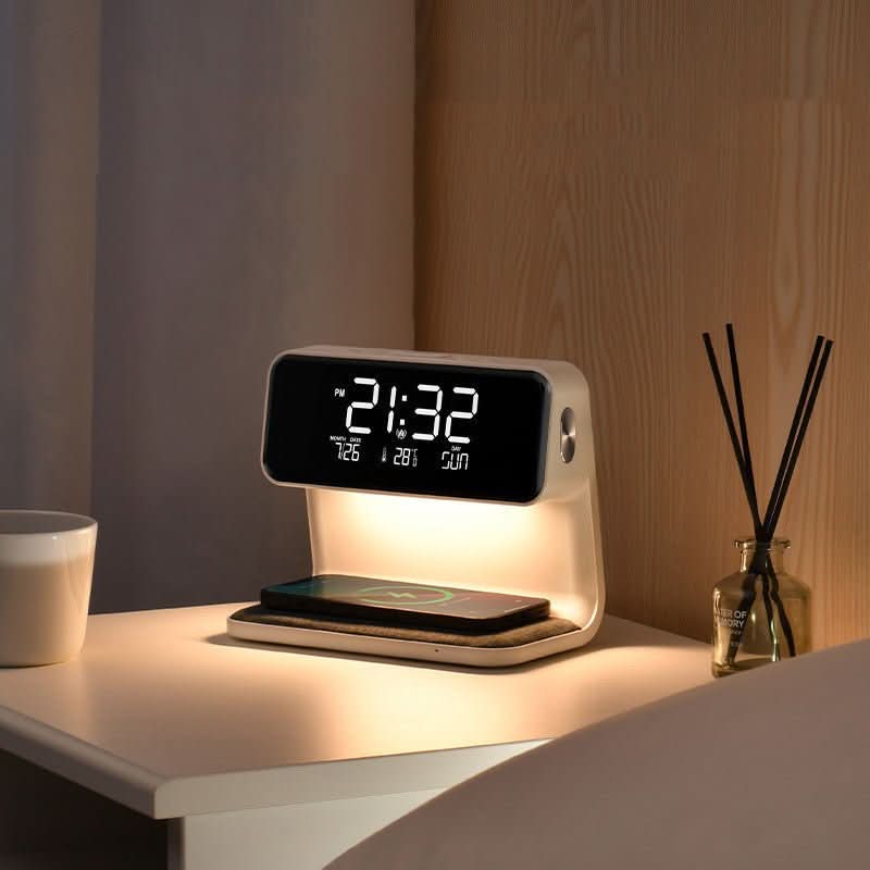 Lampada da Comodino 3 - in - 1: Caricatore Wireless, Sveglia, Schermo LCD - InfinityMarket - Alarm Clock - Clock - Desk Lamp