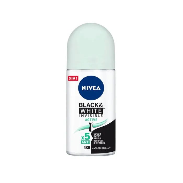 Nivea Black & White Invisible Active Deodorant Roll On 50ml InfinityMarket