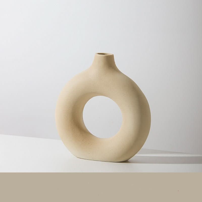 Pampas Grass Vase - Beige Ceramic Home Decor, Dried Flowers, Gift - InfinityMarket - Decorations - flower vase - Porcelain