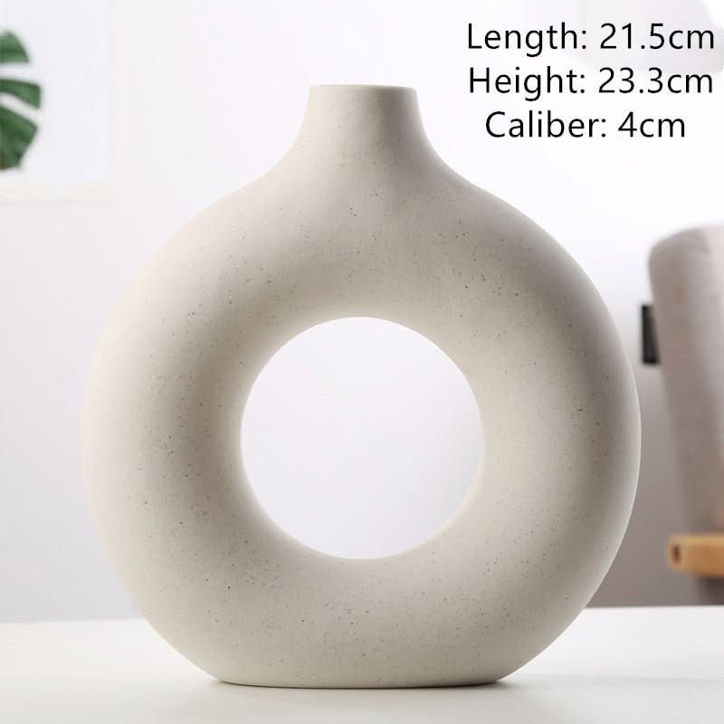 Pampas Grass Vase - Beige Ceramic Home Decor, Dried Flowers, Gift - InfinityMarket - Decorations - flower vase - Porcelain