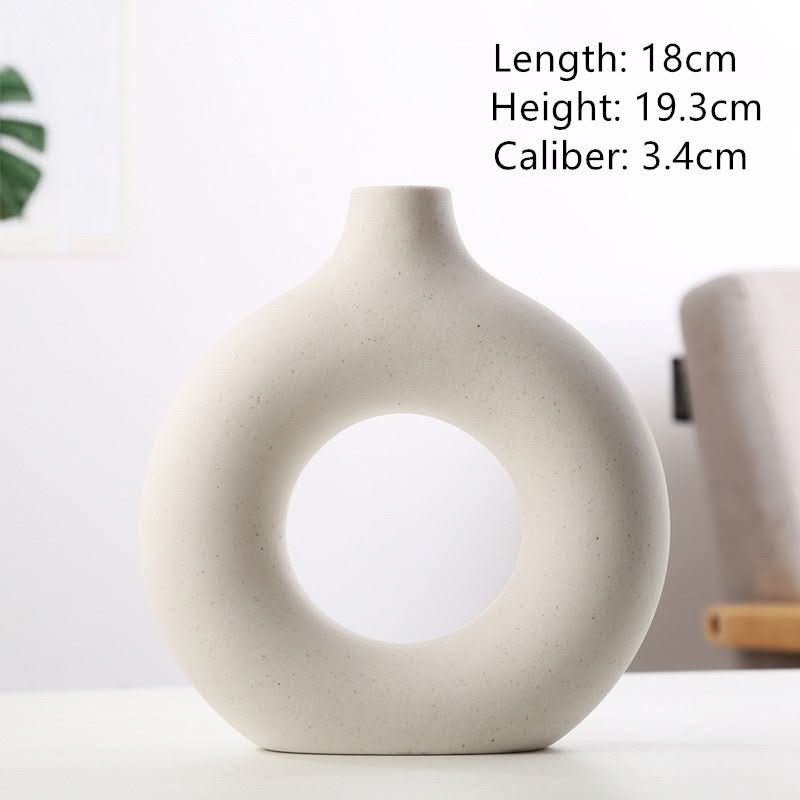 Pampas Grass Vase - Beige Ceramic Home Decor, Dried Flowers, Gift - InfinityMarket - Decorations - flower vase - Porcelain