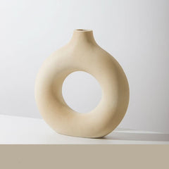 Pampas Grass Vase - Beige Ceramic Home Decor, Dried Flowers, Gift - InfinityMarket - Decorations - flower vase - Porcelain