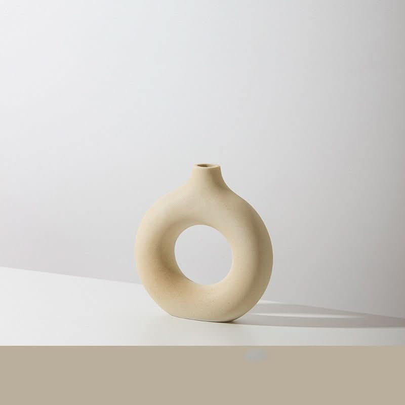 Pampas Grass Vase - Beige Ceramic Home Decor, Dried Flowers, Gift - InfinityMarket - Decorations - flower vase - Porcelain