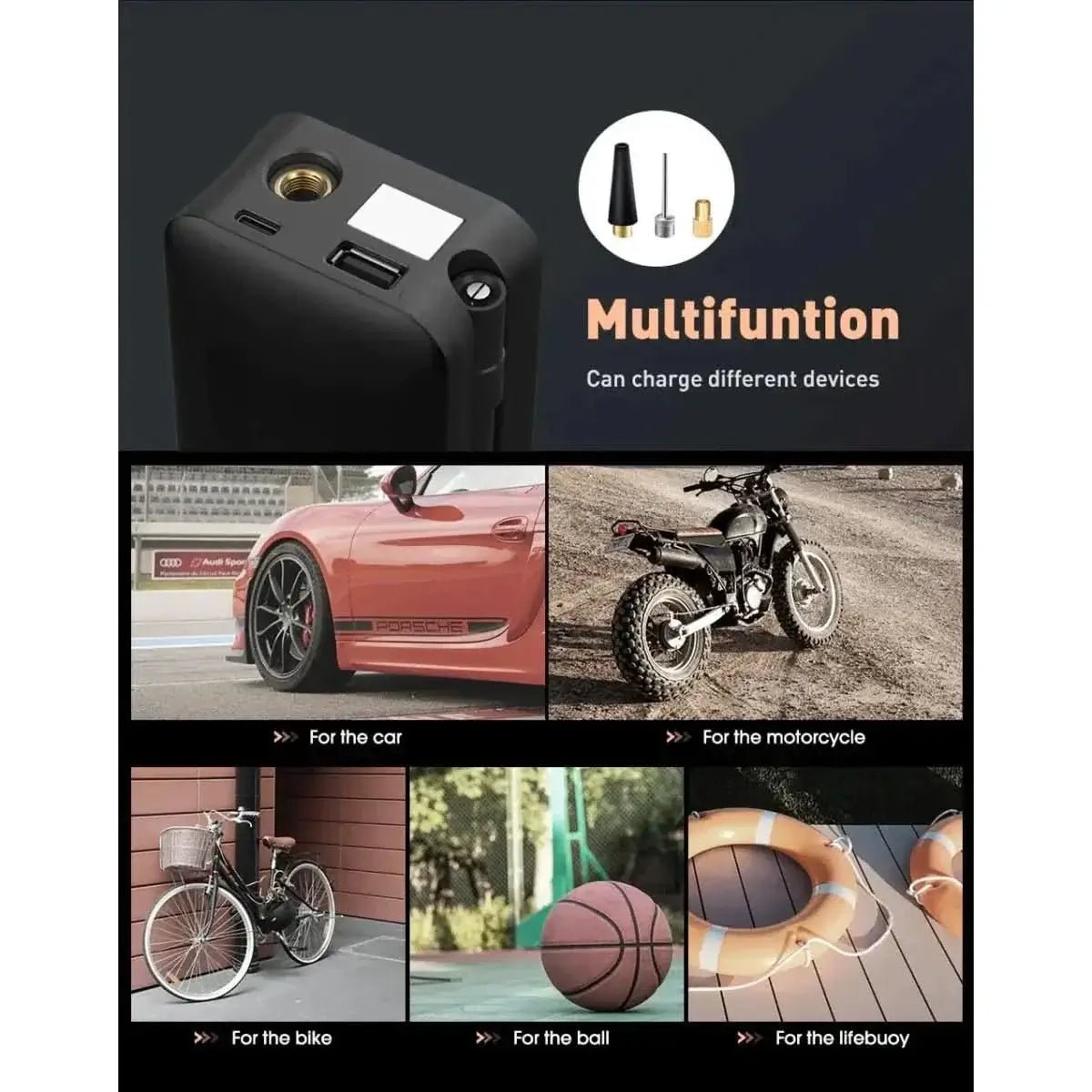 Portable Electric Tire Inflator - InfinityMarket - Bicycles - Cars - Inflator