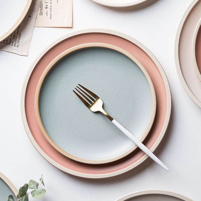 Pure color matte ceramic plate - InfinityMarket - Crockery - Dishes - 