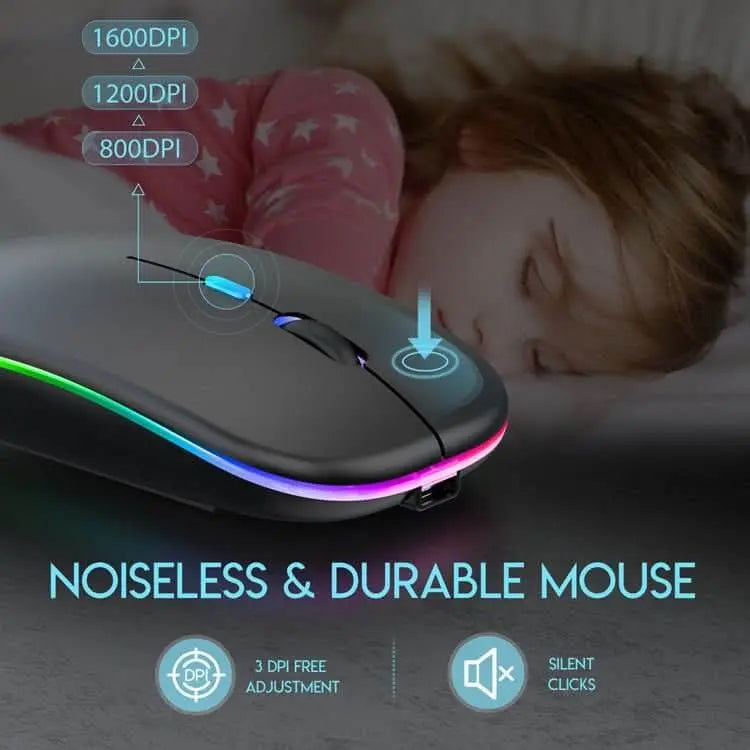 Rechargeable Wireless Mouse - 7 - Color LED, 2.4GHz, Silent, 1600 DPI - InfinityMarket - Bluetooth - Laptop