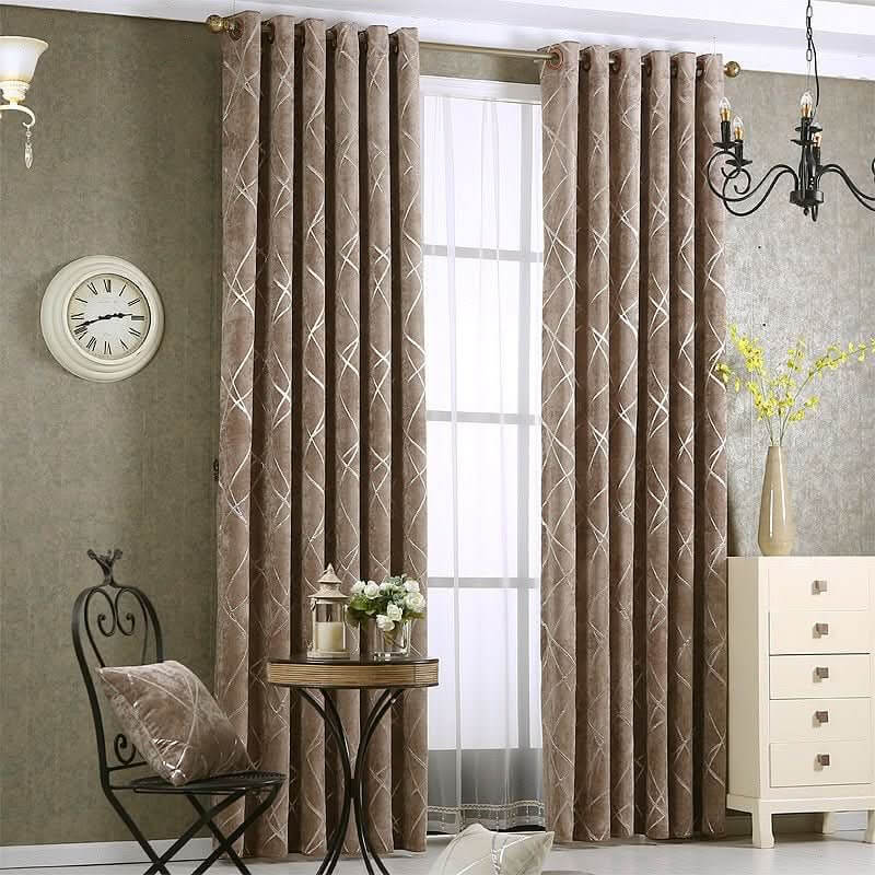 Solid Color Simple Modern Light Luxury Living Room Chenille Blackou... - InfinityMarket - Blackout curtains - curtains - Living room