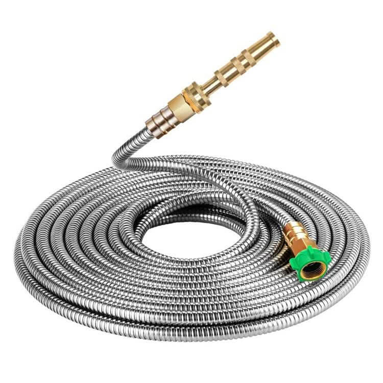 Stainless Steel Garden Hose With Brass Garden Hose Nozzle - InfinityMarket - Car washing - Garden - Garden irrigation
