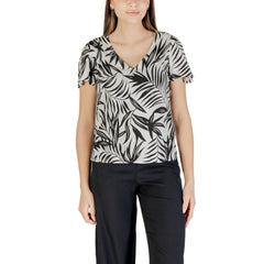 Vero Moda Blouse Donna - Stile Primaverile con stampa floreale nera su fondo bianco, maniche corte e scollo a V, perfetta per look casual.